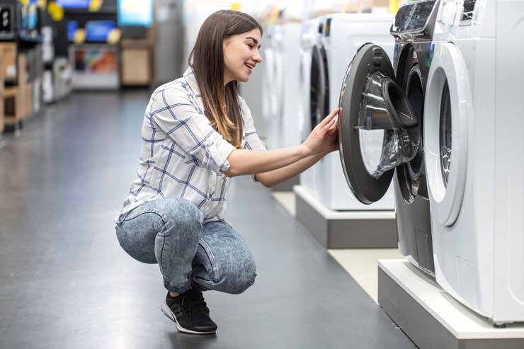 young-woman-store-chooses-washing-machine_169016-3835 - Dutchman Appliance Repair
