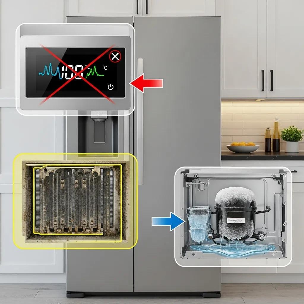 Common refrigerator problems including thermostat and compressor issues