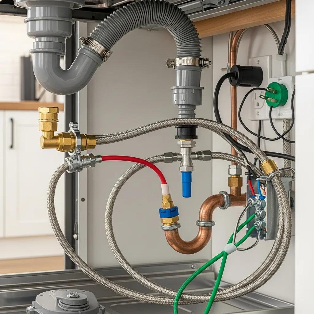 High-quality plumbing and electrical connections ensuring safety in dishwasher installation